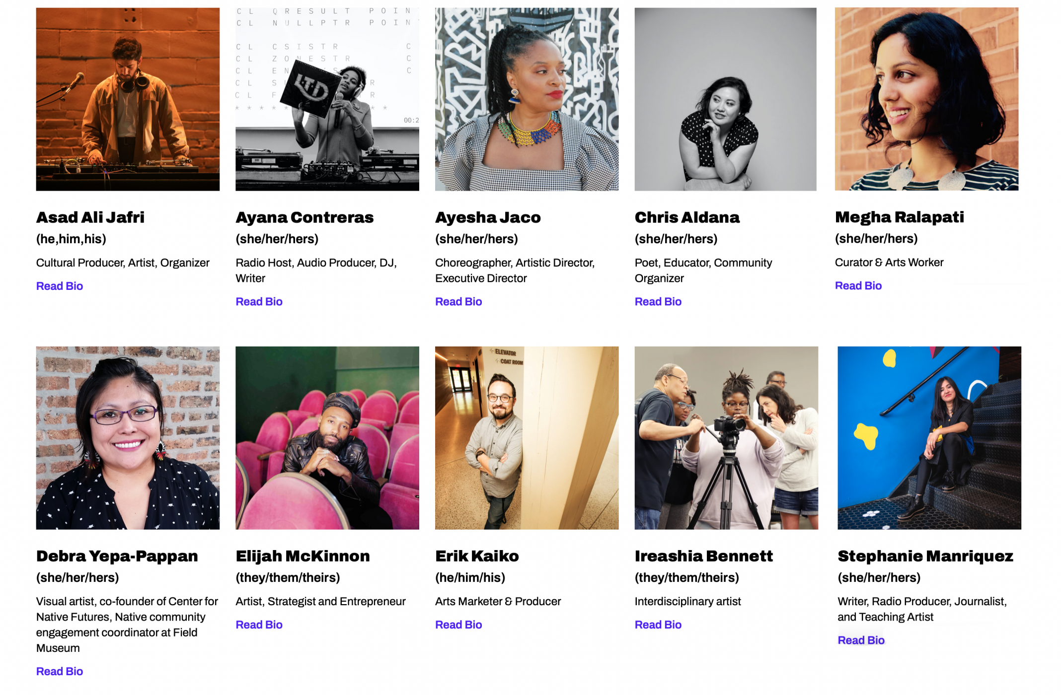 grid of 10 faces of Chicago artists of color, many smiling